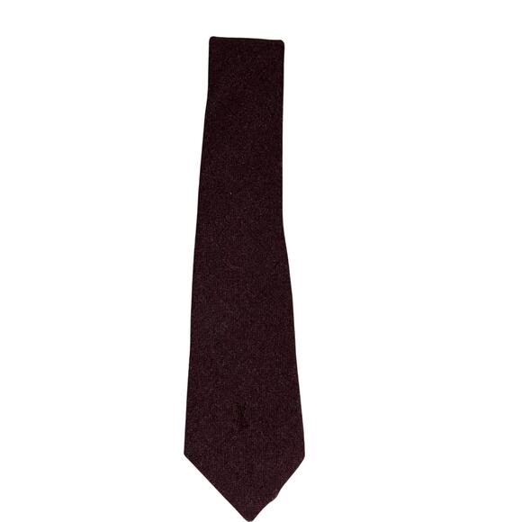 Yves Saint Laurent Mens Burgundy Wool Tie Classic Style - Picture 3 of 6